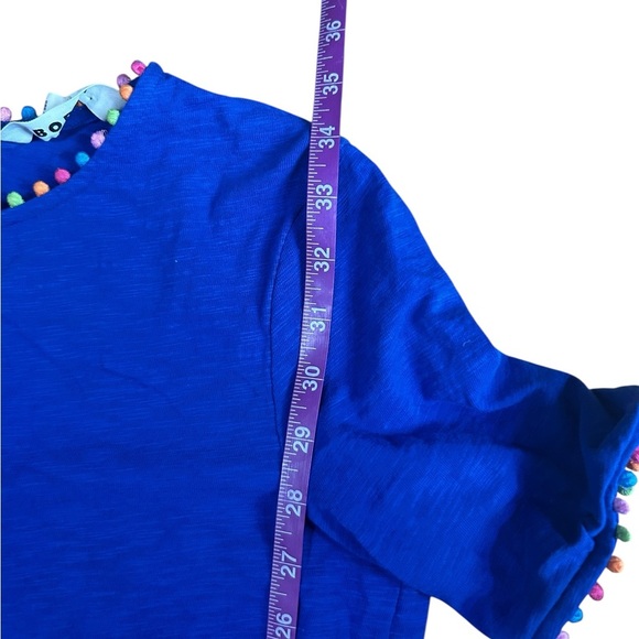 Boden Ali Pom Sleeve Dress Knee Length Sz US 4R Blue Short Sleeve Surf the Web - Picture 11 of 15